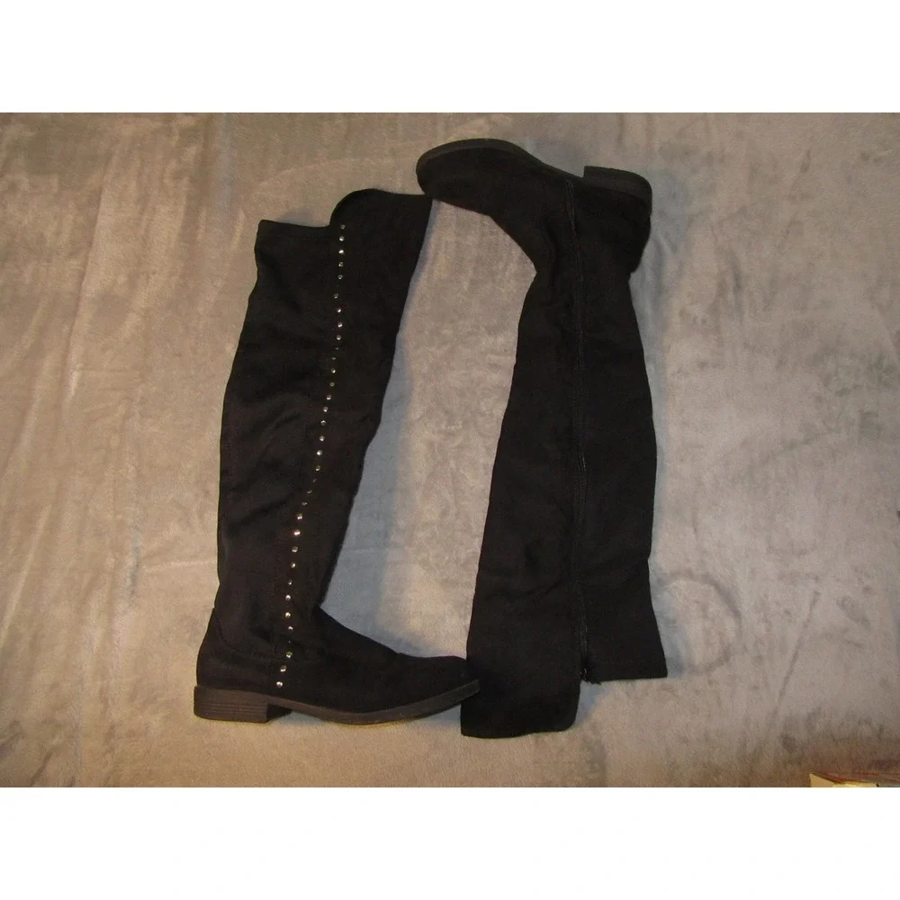 Rouge Helium Womens Black Faux Suede Studded Over The‎ Knee Boots Size 8 38 Lowl